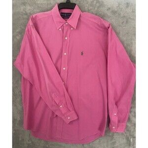 Ralph Lauren Mens Blake Button Down Shirt Sz M Hot Pink Green‎ Pony